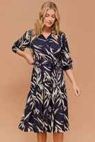 3/4 Sleeve Abstract Dress Apex Ethical Boutique