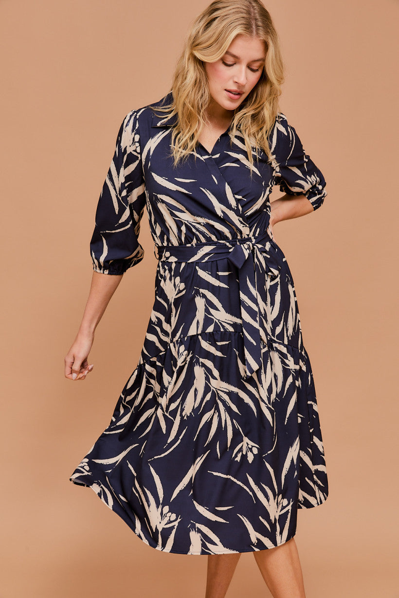 3/4 Sleeve Abstract Dress Apex Ethical Boutique