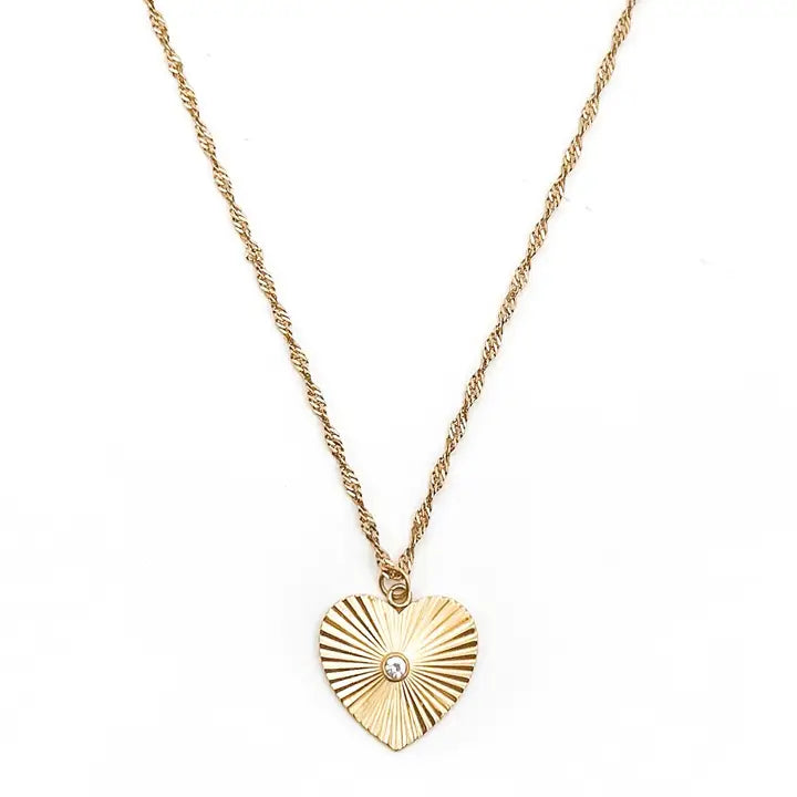 Heart Gold Necklace with diamond crystal