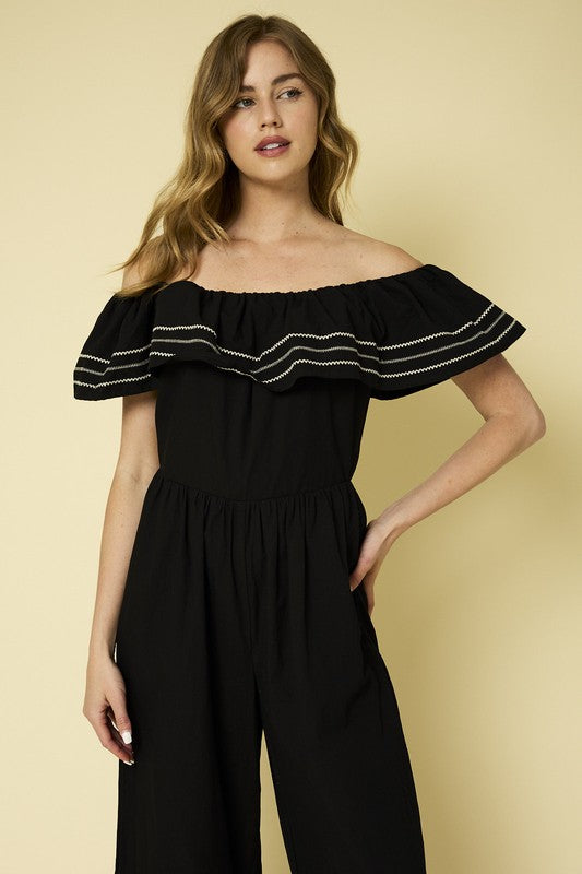 Black Off The Shoulder Jumpsuit Apex Ethical Boutique