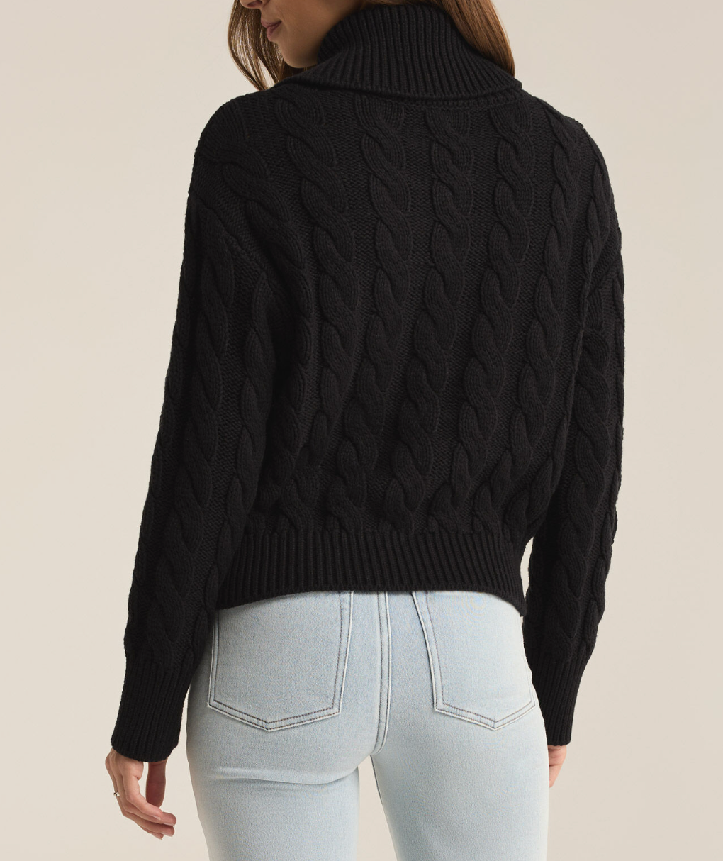 Black Zip-Up Cardigan Apex Ethical Boutique