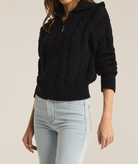 Black Zip-Up Cardigan Apex Ethical Boutique