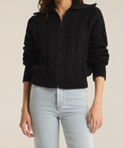 Black Zip-Up Cardigan Apex Ethical Boutique