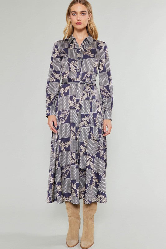 Black/Taupe Printed Dress Apex Ethical Boutique