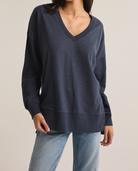 Blue V-Neck Sweatshirt Apex Ethical Boutique