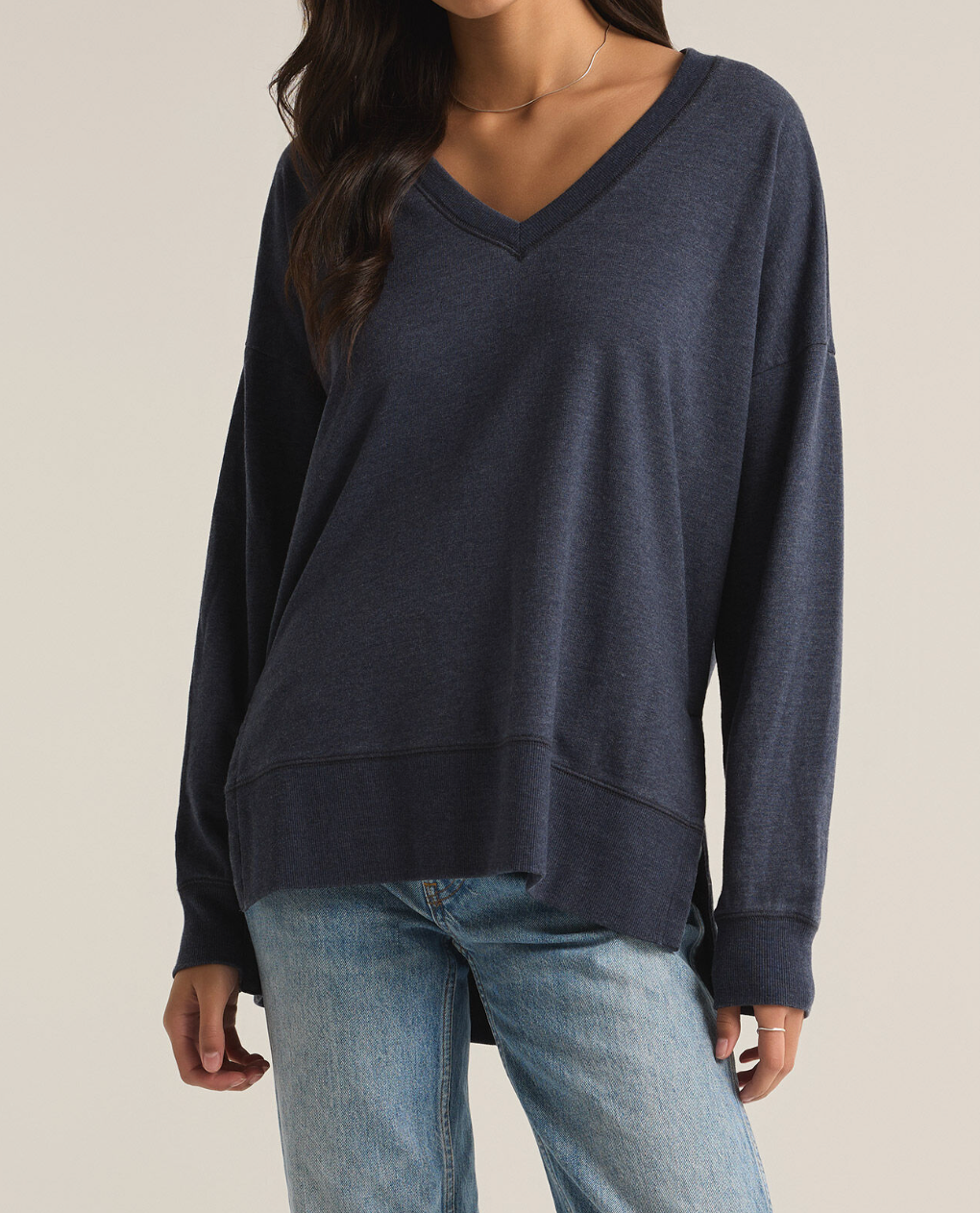 Blue V-Neck Sweatshirt Apex Ethical Boutique