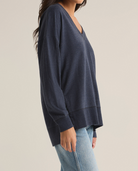 Blue V-Neck Sweatshirt Apex Ethical Boutique