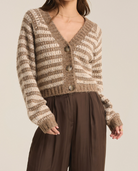 Brown Striped Cardigan Apex Ethical Boutique