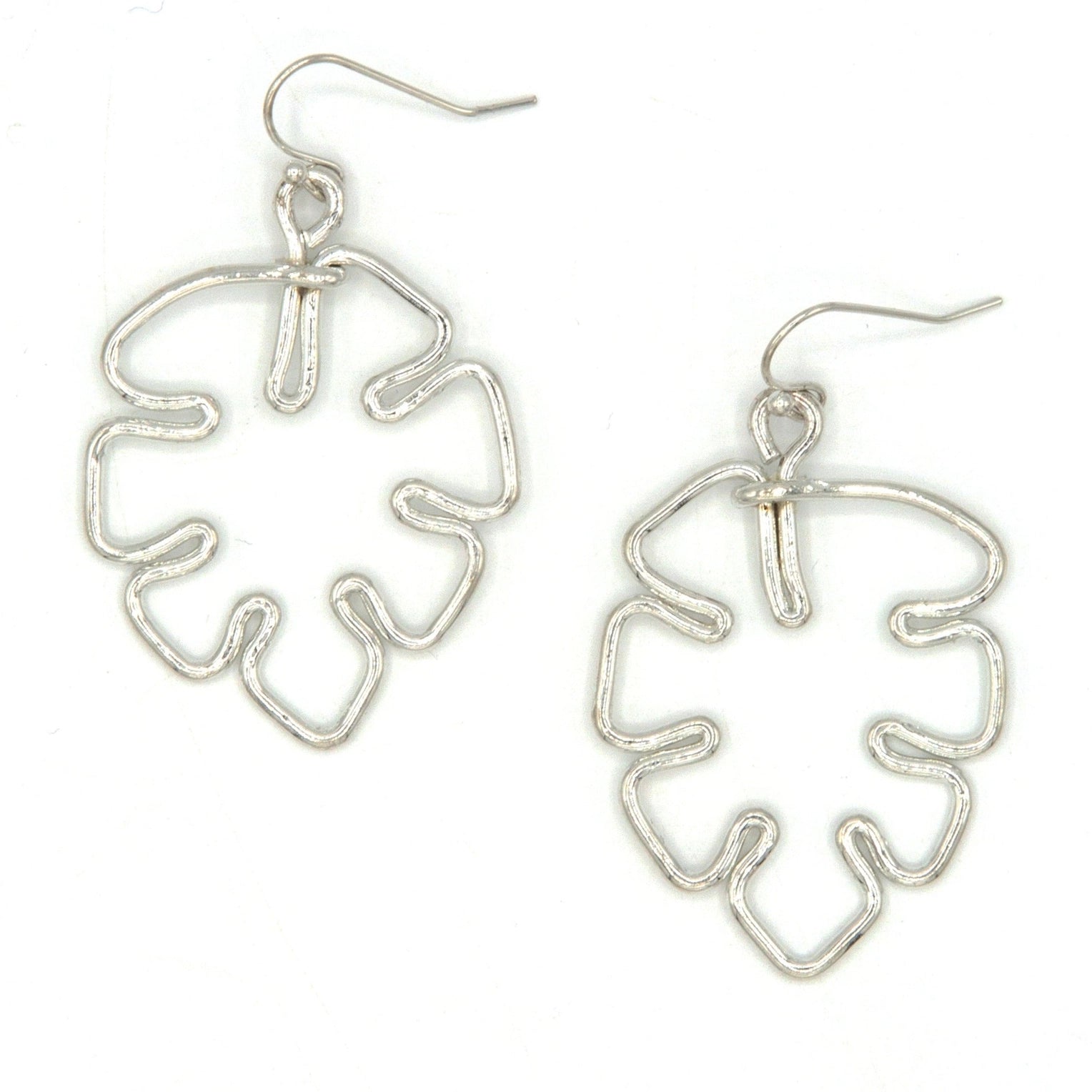 Continuous Line Art Earrings, Monstera