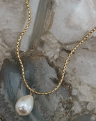 Pearl Pendant Necklace on Stainless Steel 18K Gold Plated Chain