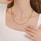 Duo Chain Herringbone & Rope Layered Necklace