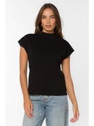 Black Mock Neck Short Sleeve