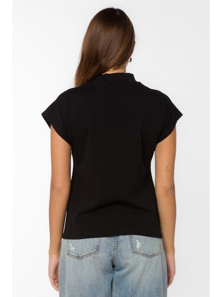 Black Mock Neck Short Sleeve