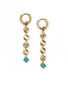 gold and turquoise dangle earrings 