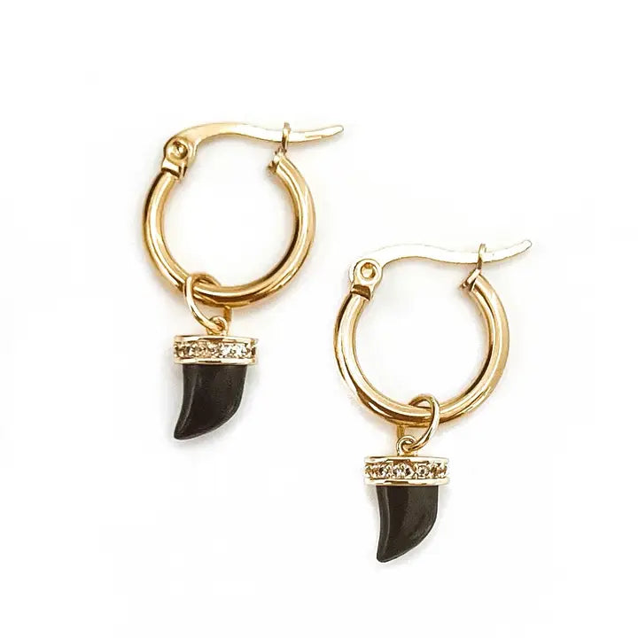 Black horns on gold hoops