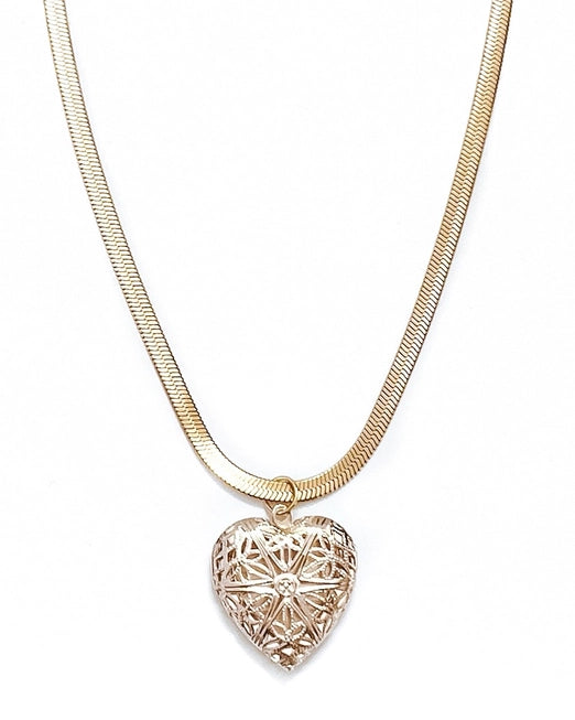 gold heart locket necklace