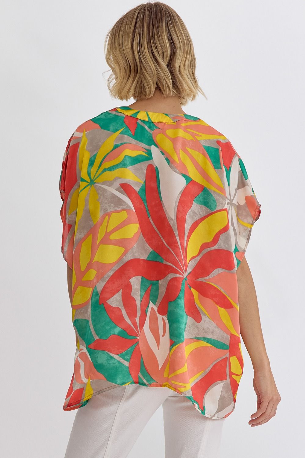 Floral Print V-Neck Top Apex Ethical Boutique