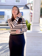 Black and cream stripped long sleeve top