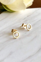 Gold Hexagon Studs