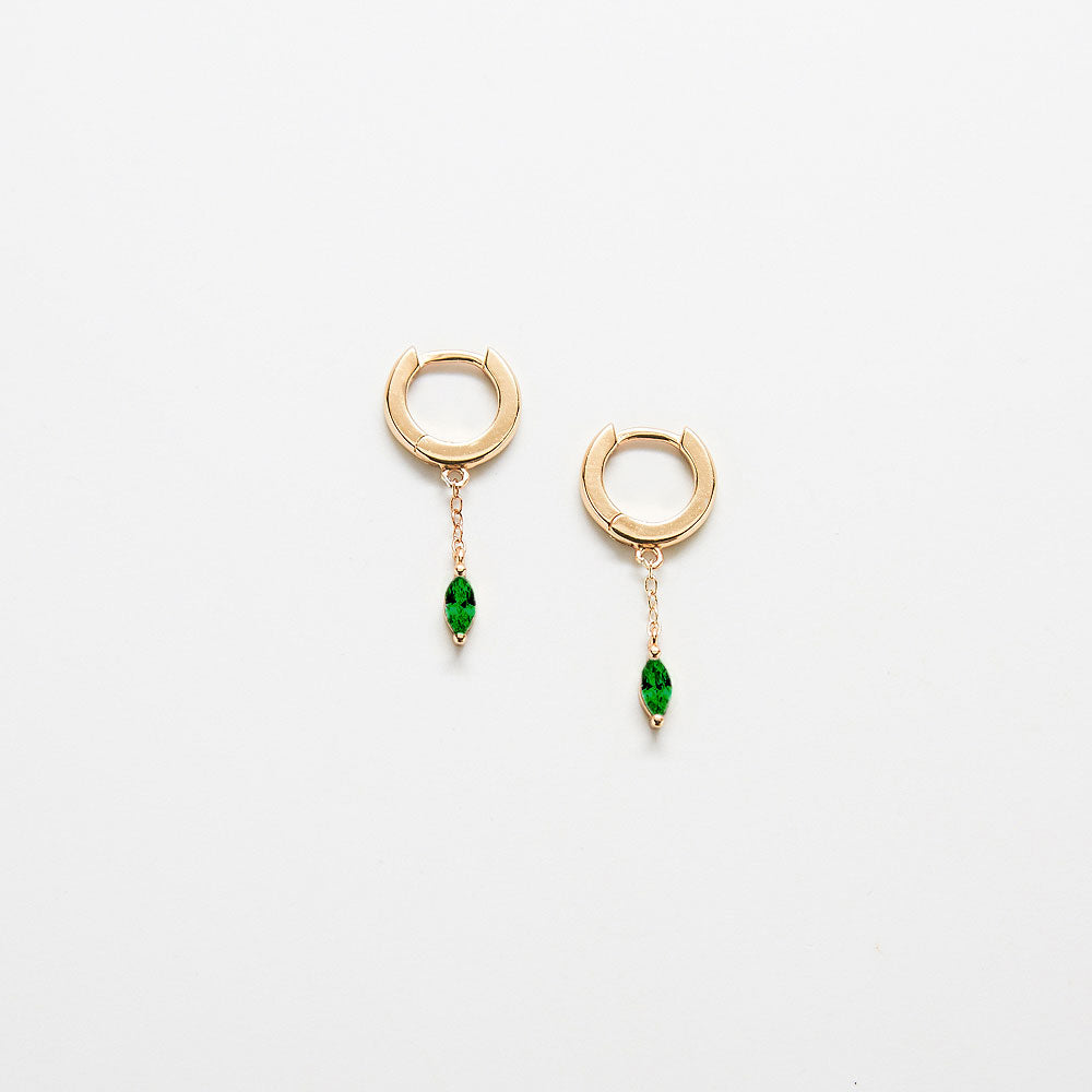 Green Cz Short Chain Huggie Earrings Apex Ethical Boutique