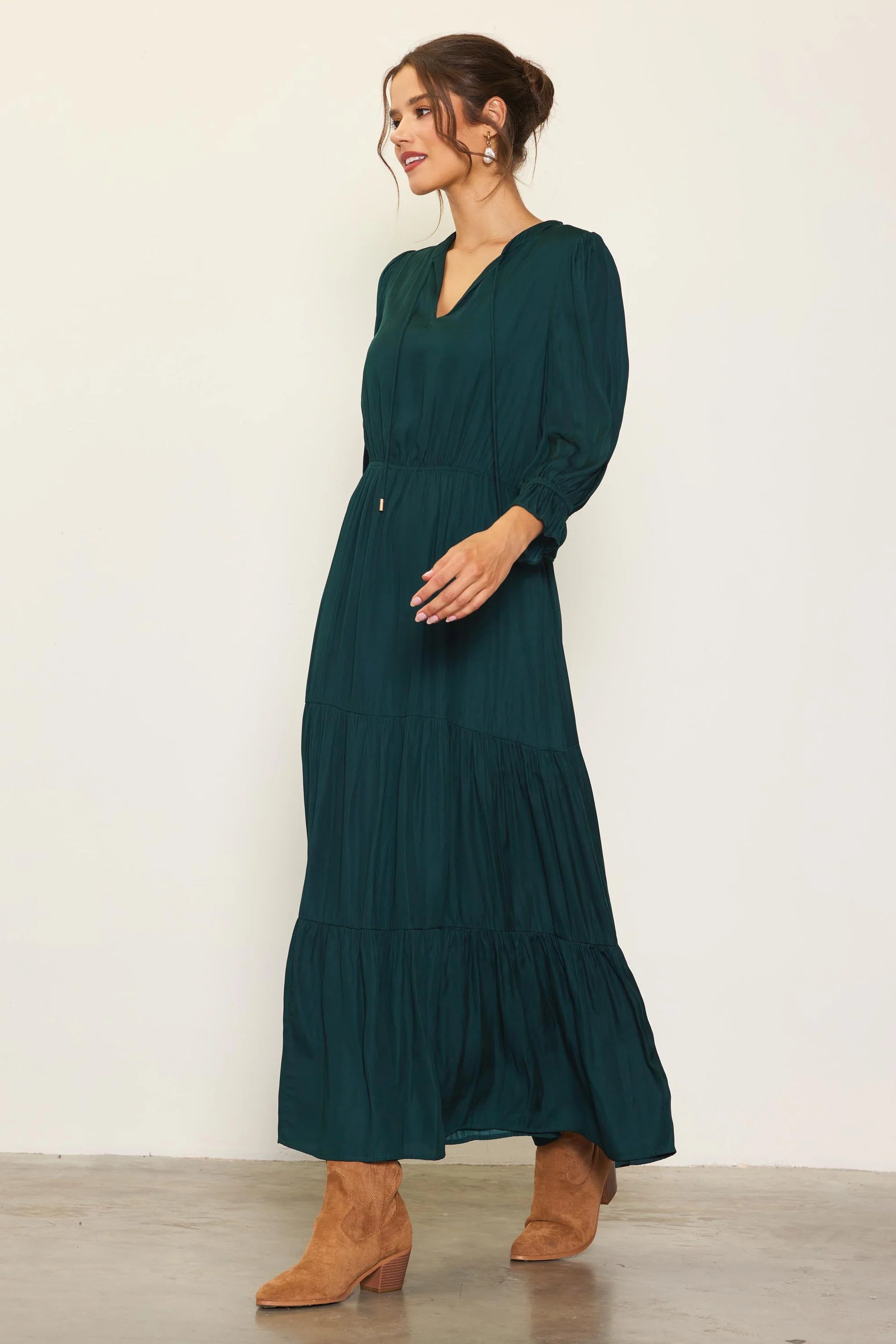 Green Tiered Maxi Dress Apex Ethical Boutiuqe