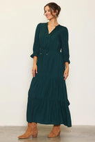 Green Tiered Maxi Dress Apex Ethical Boutiuqe