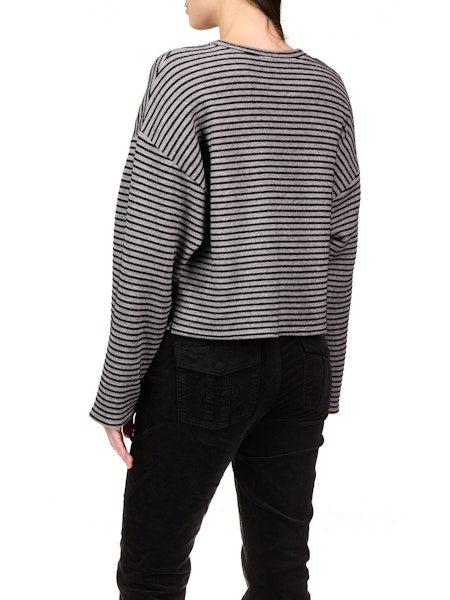 Grey Striped Top Apex Ethical Boutique