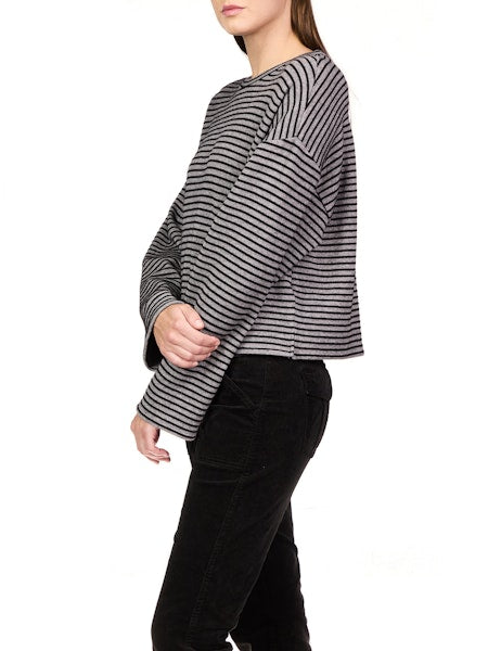 Grey Striped Top Apex Ethical Boutique