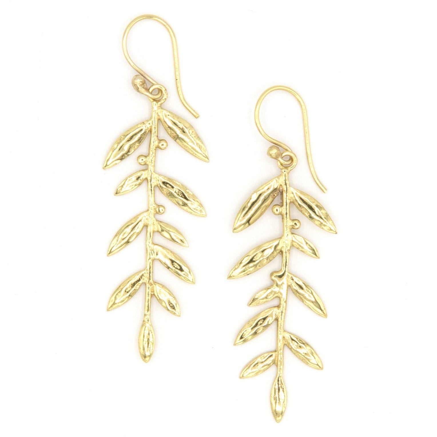 Luxe Leaf Drop Earrings, Brass