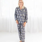 midnight oasis navy and sage pajama set - long sleeved & pants