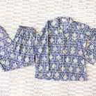 midnight oasis navy and sage pajama set - long sleeved & pants