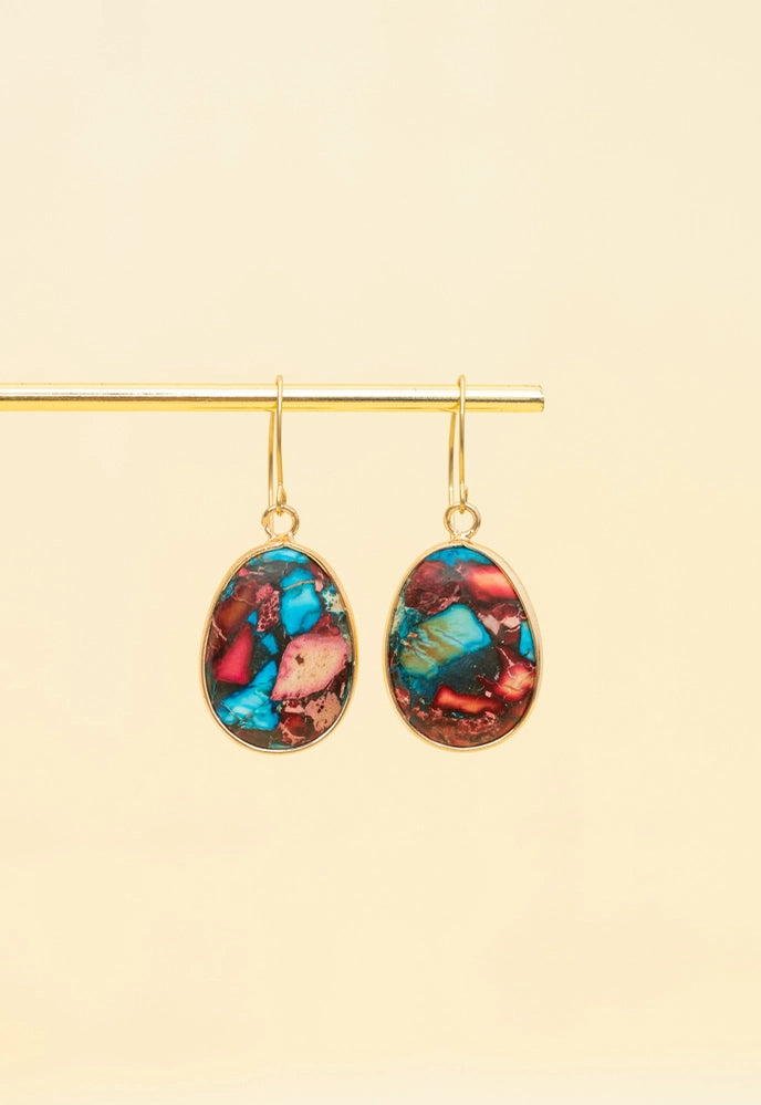 Mosaicgolddangleearrings