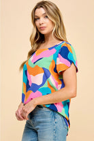 Navy Multi Color Top Apex Ethical Boutique