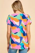 Navy Multi Color Top Apex Ethical Boutique