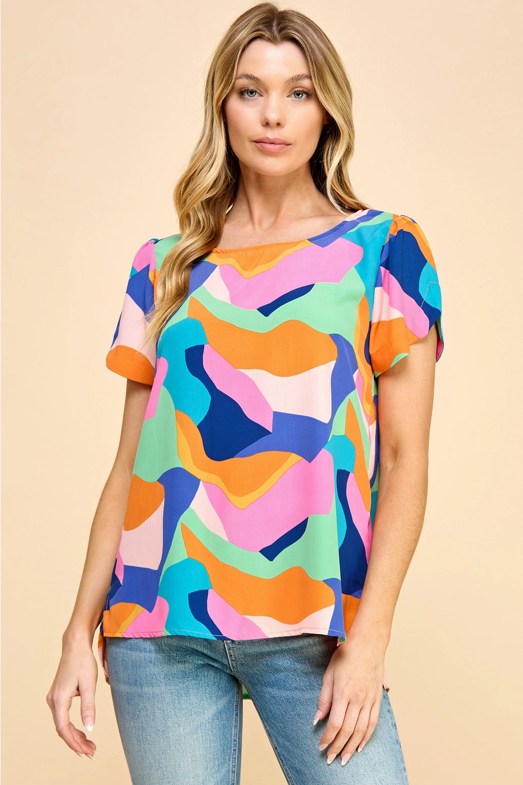 Navy Multi Color Top Apex Ethical Boutique