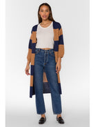 Navy/Brown Stripe Cardigan Apex Ethical Boutique