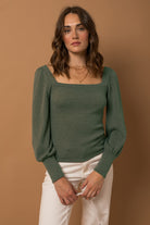 Olive Green Long Sleeve Top Apex Ethical Boutique