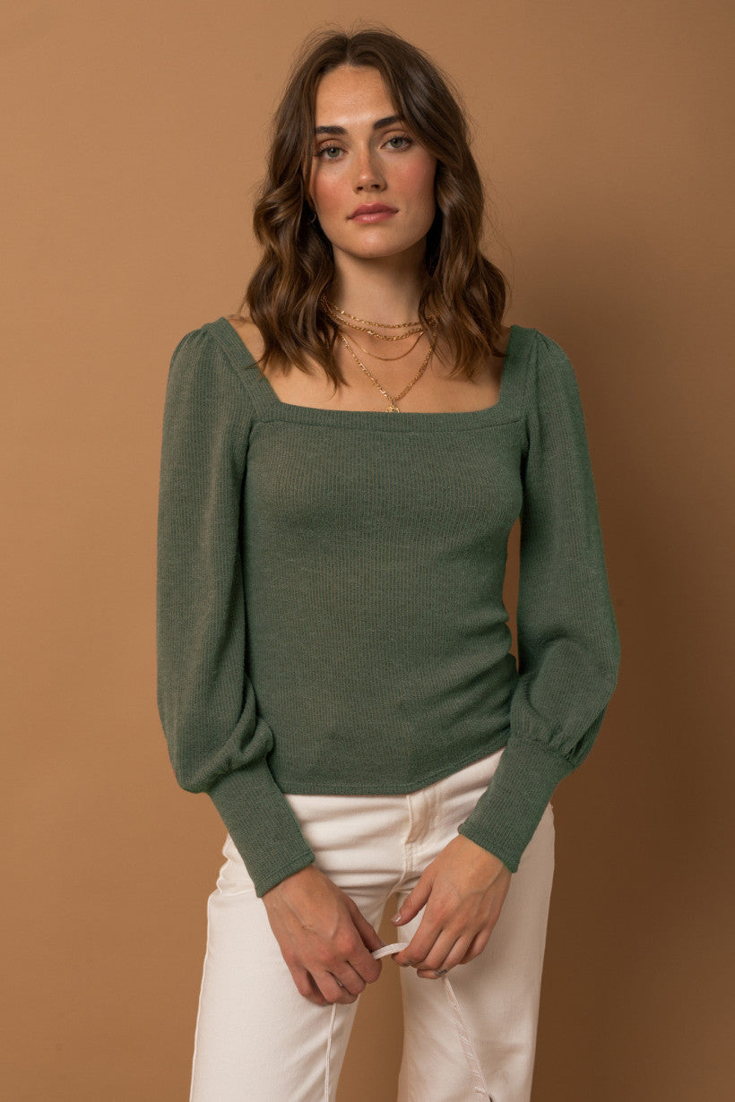 Olive Green Long Sleeve Top Apex Ethical Boutique