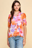 Peach Floral Top Apex Ethical Boutique