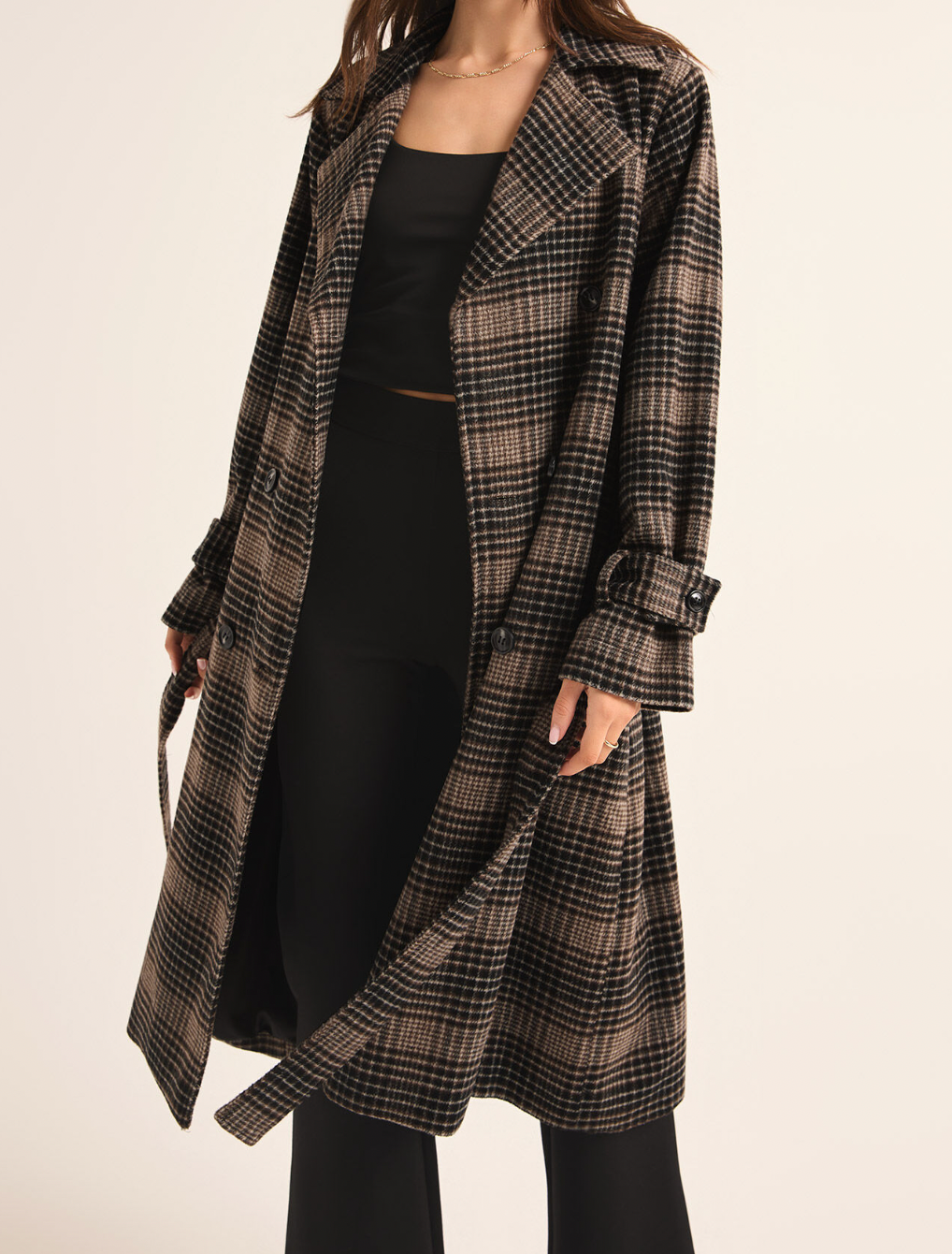 Plaid Trench Coat Apex Ethical Boutique