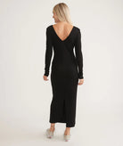 Ribbed V-Neck Black Maxi Dress Apex Ethical Boutique