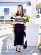 Black and cream stripped long sleeve top