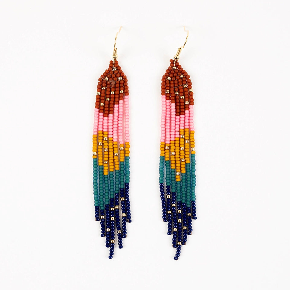 Strata Fringe with Gold Sprinkles Earrings, Deep Pop