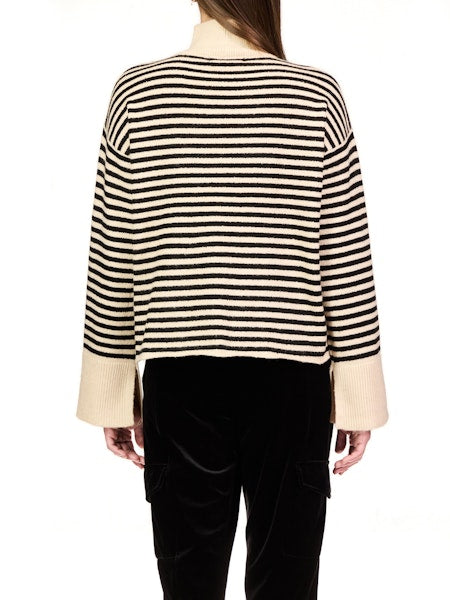 Striped Mock Neck Top Apex Ethical Boutique