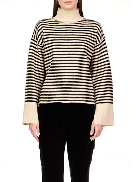 Striped Mock Neck Top Apex Ethical Boutique