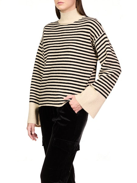 Striped Mock Neck Top Apex Ethical Boutique