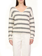 Striped V-Neck Sweater Apex Ethical Boutique