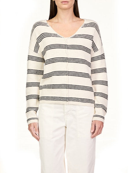 Striped V-Neck Sweater Apex Ethical Boutique