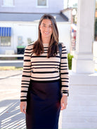 Black and cream stripped long sleeve top