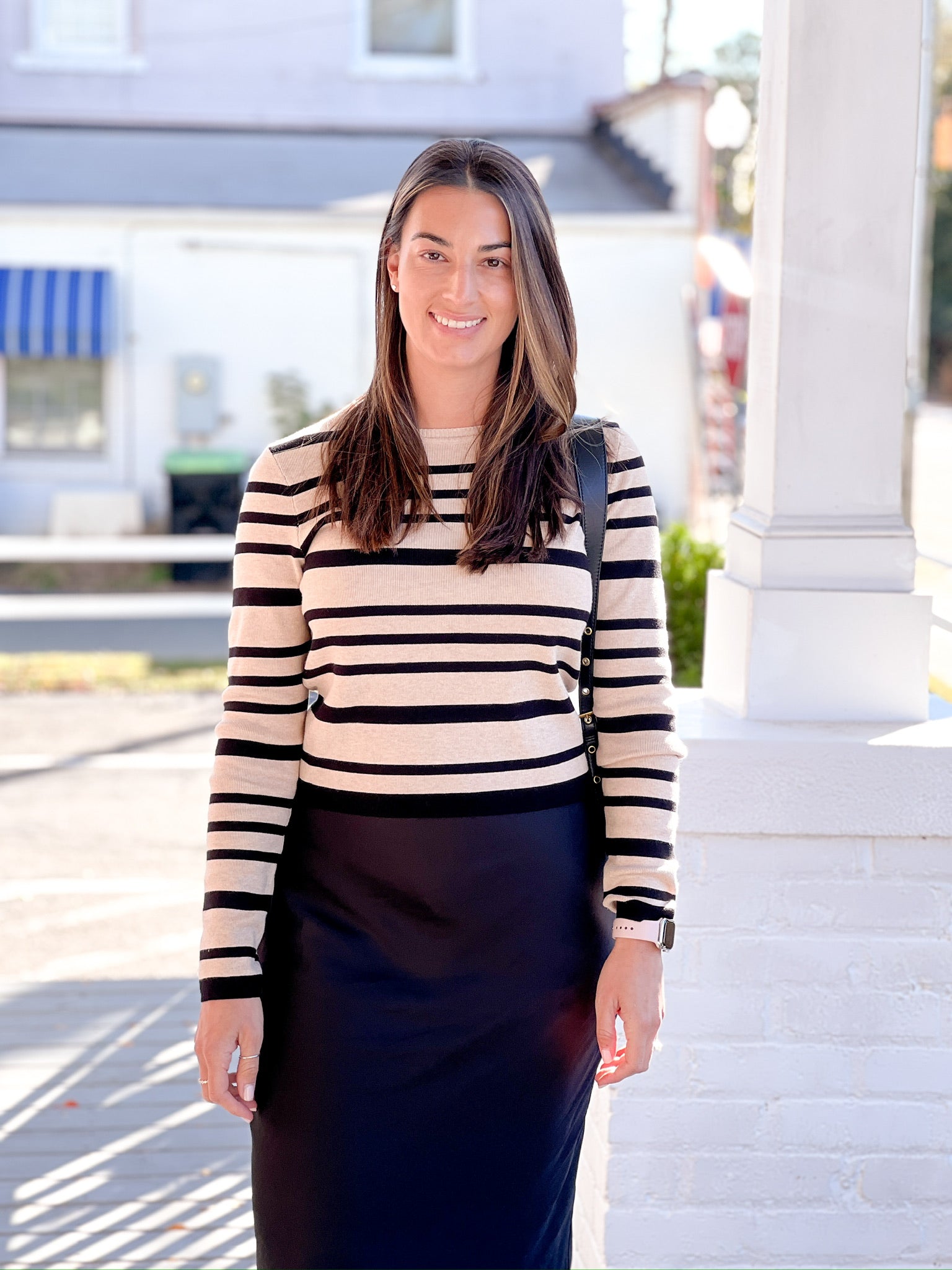 Black and cream stripped long sleeve top